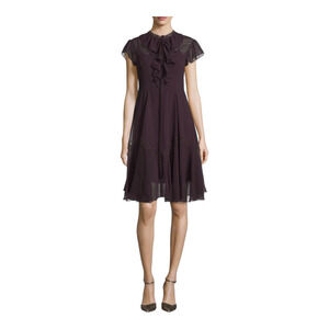 Needle & Thread Victorian Cap-Sleeve Ruffle Dress midi dress size 4